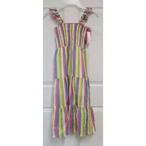 Zunie Girl A-Line Ruffled Straps Long Dress Multi Striped Size XS (4/5)